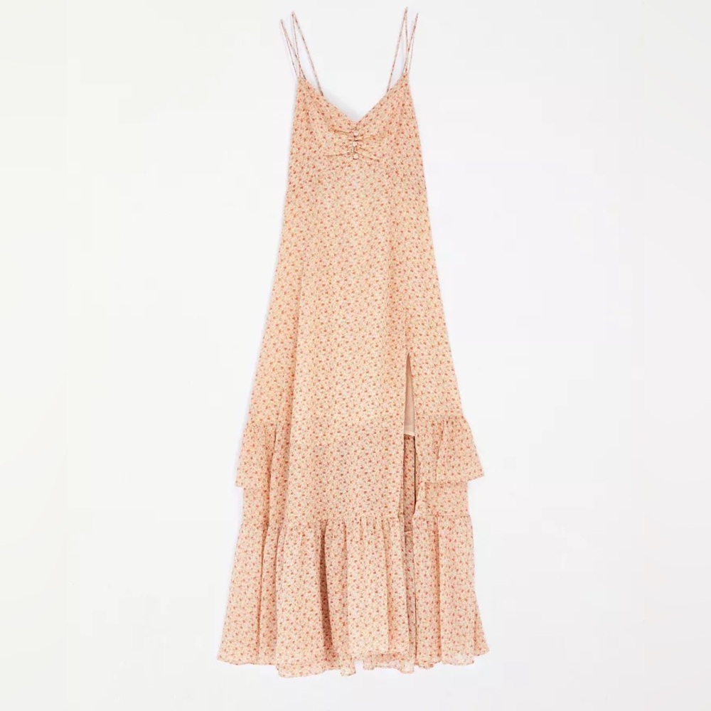 Urban Outfitters Sparklers Chiffon Pink Midi Floral Dress XS